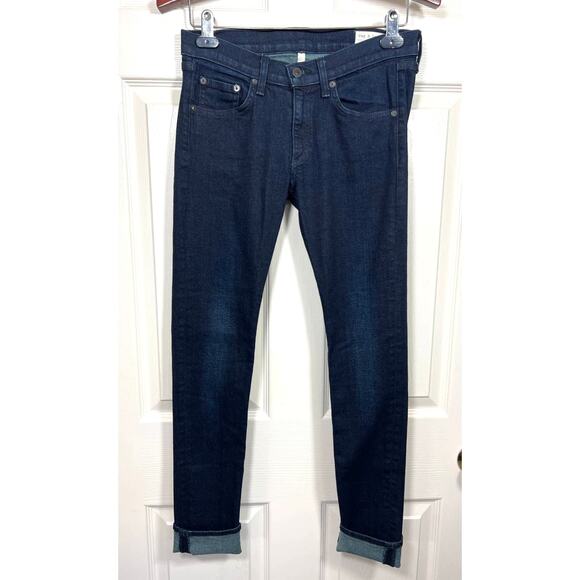 Rag & Bone Skinny Leg Jeans Dark Olive Harrow Blue Women's 27 Capsule Easy Chic - Picture 2 of 8